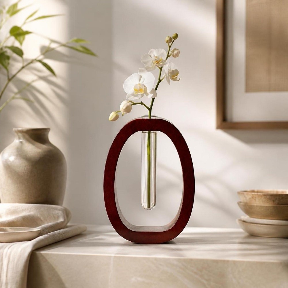 Terrarium Glass Bottle - Wooden Hydroponic Flower Vase Home Decoration