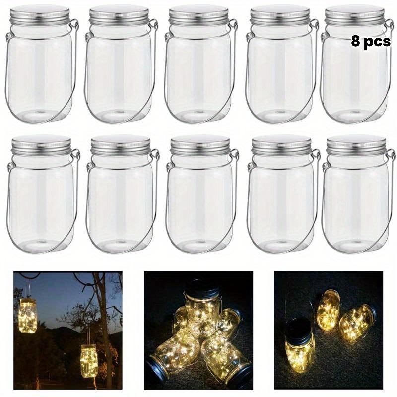 Terrarium Glass Bottle - 8pcs Plastic Mason Jar Set with