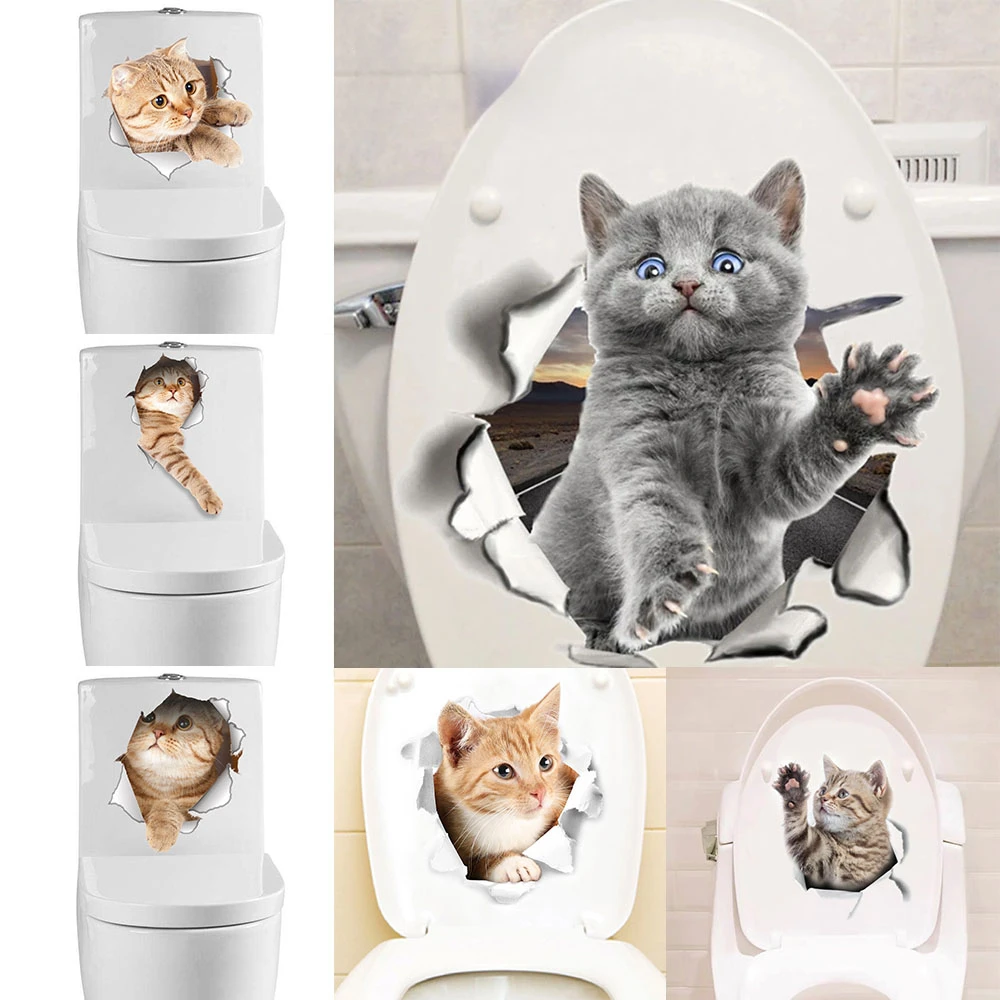 Home Decor Wallpaper - Cats 3D Wall Sticker Toilet Stickers