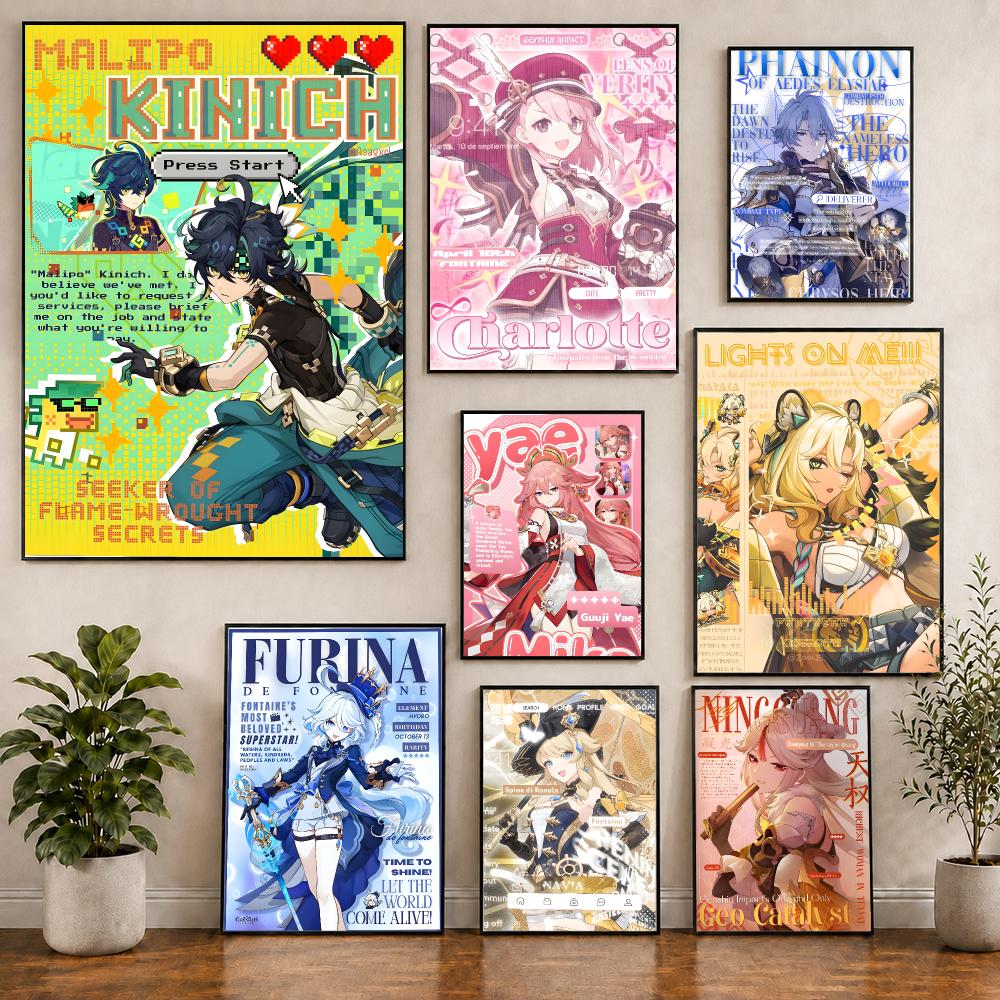 Home Decor Magazine - genshin magazine style Poster Creative Indoor
