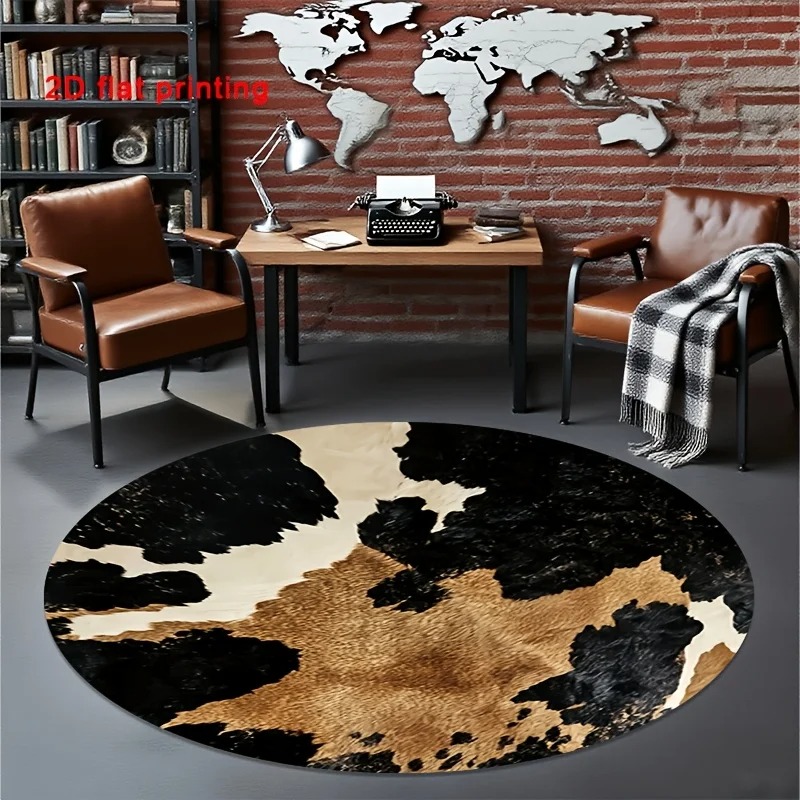 Cowhide Rug Faux - Western Faux Cow Hide Round Rug