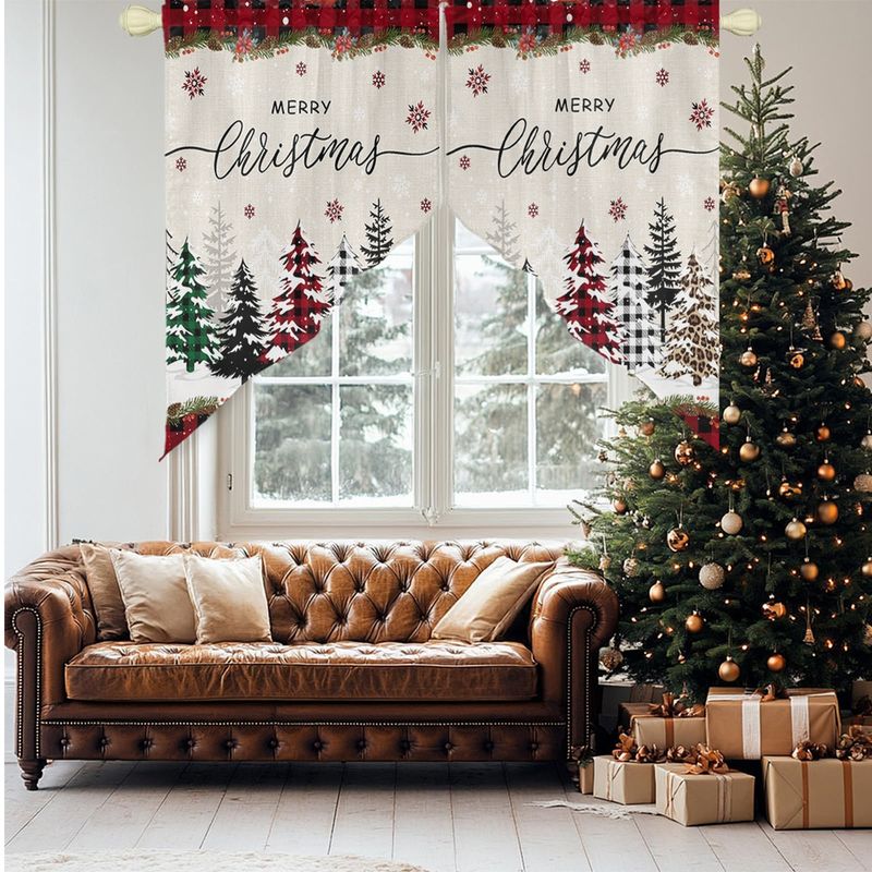 Home Decor Youtube - VIKAMA Christmas Swag Curtain Plaid Border