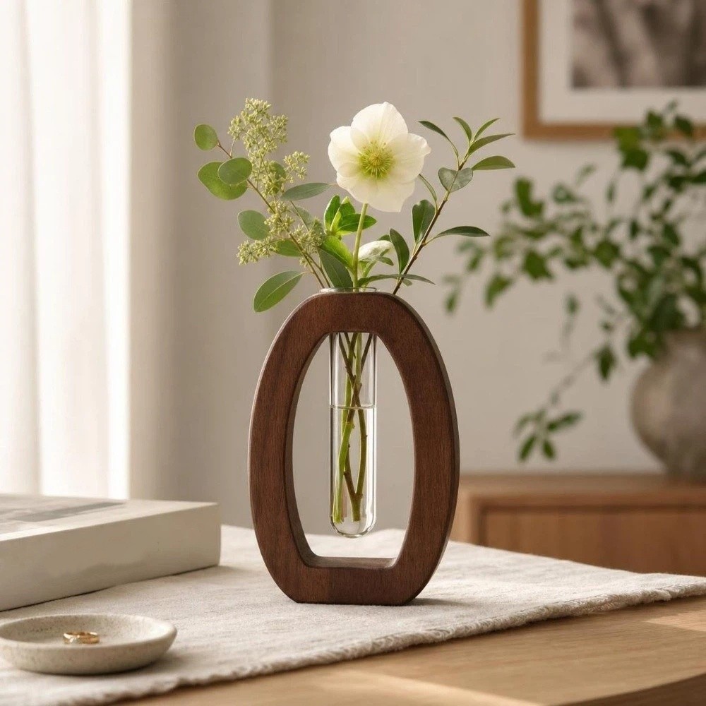 Wooden Hydroponic Flower Vase  - огляд і ціна Terrarium Glass Bottle