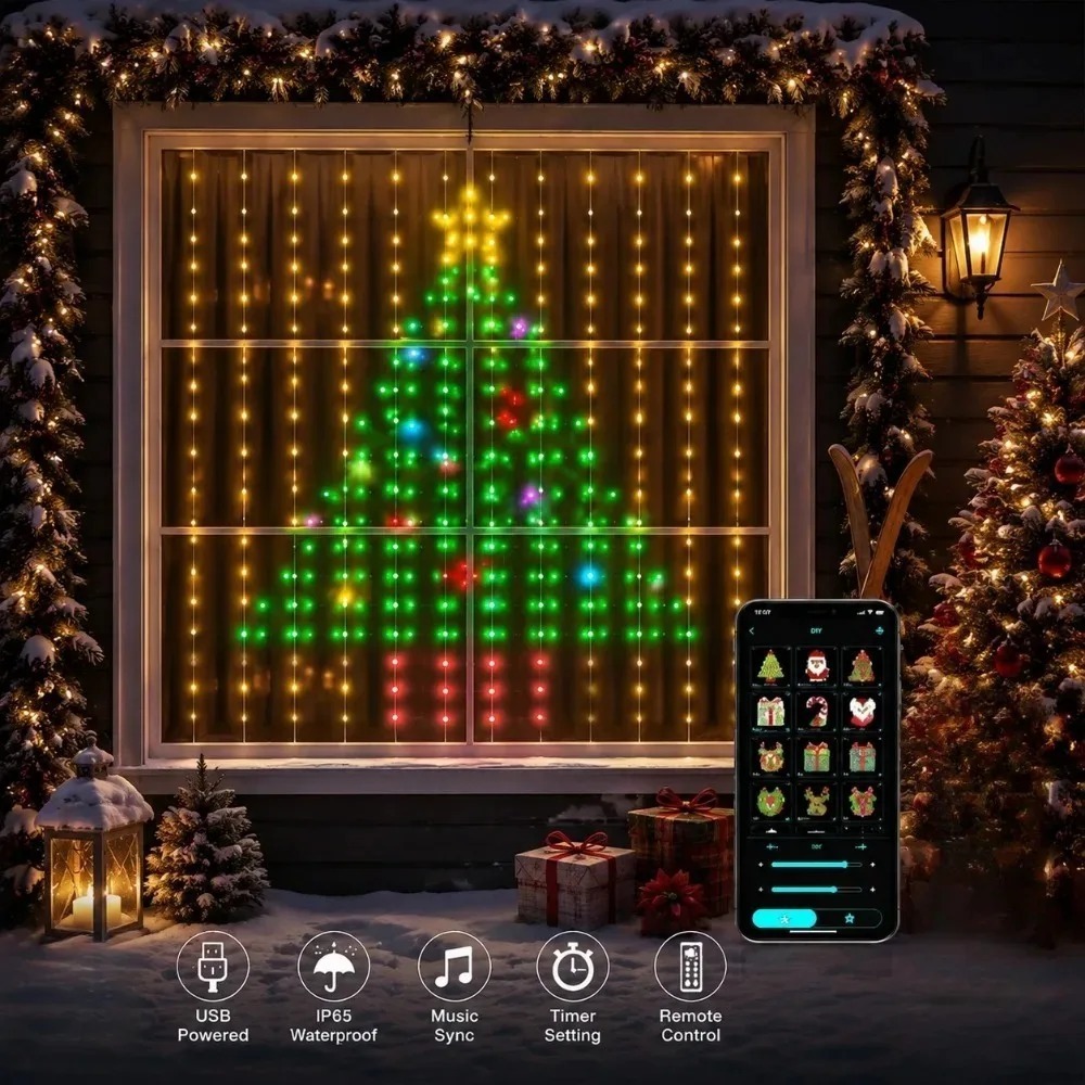 LED Pixel Curtain Lights Bluet - огляд і ціна Home Decor Curtain