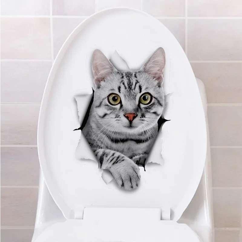 Cats 3D Wall Sticker Toilet St - огляд і ціна Home Decor Wallpaper