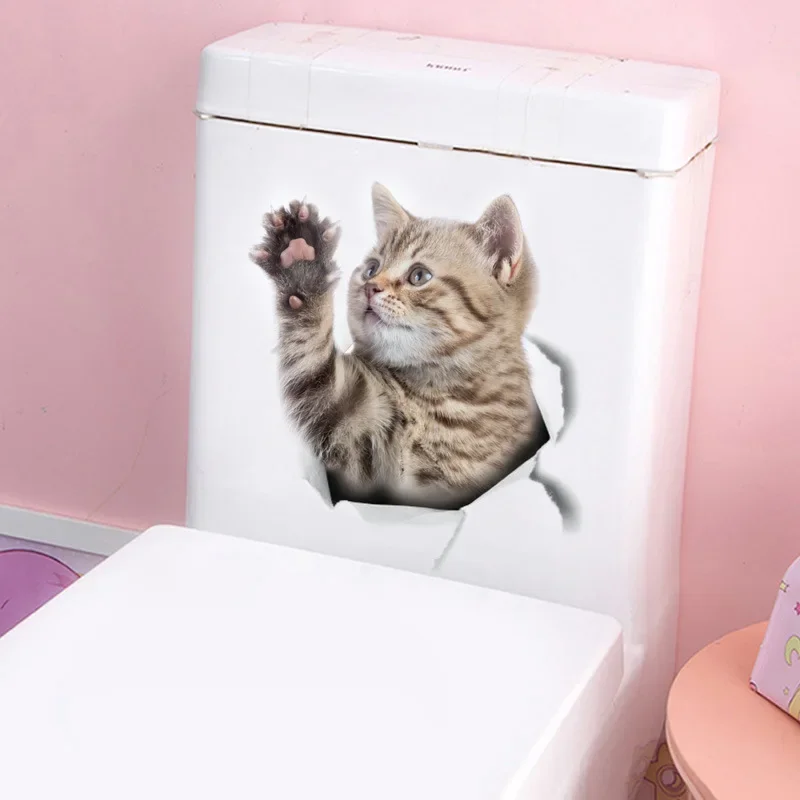 Cats 3D Wall Sticker Toilet St - огляд і ціна Home Decor Wallpaper