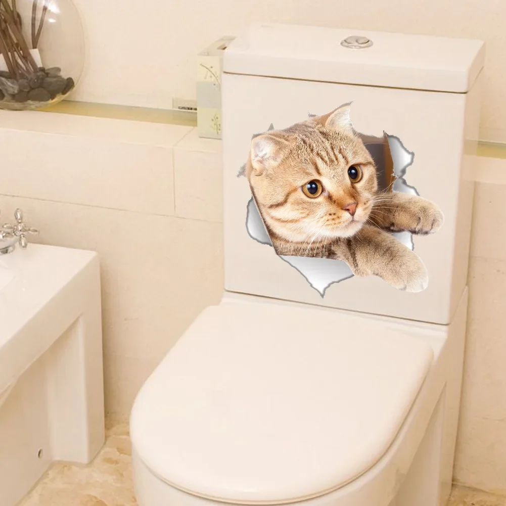 Cats 3D Wall Sticker Toilet St - огляд і ціна Home Decor Wallpaper