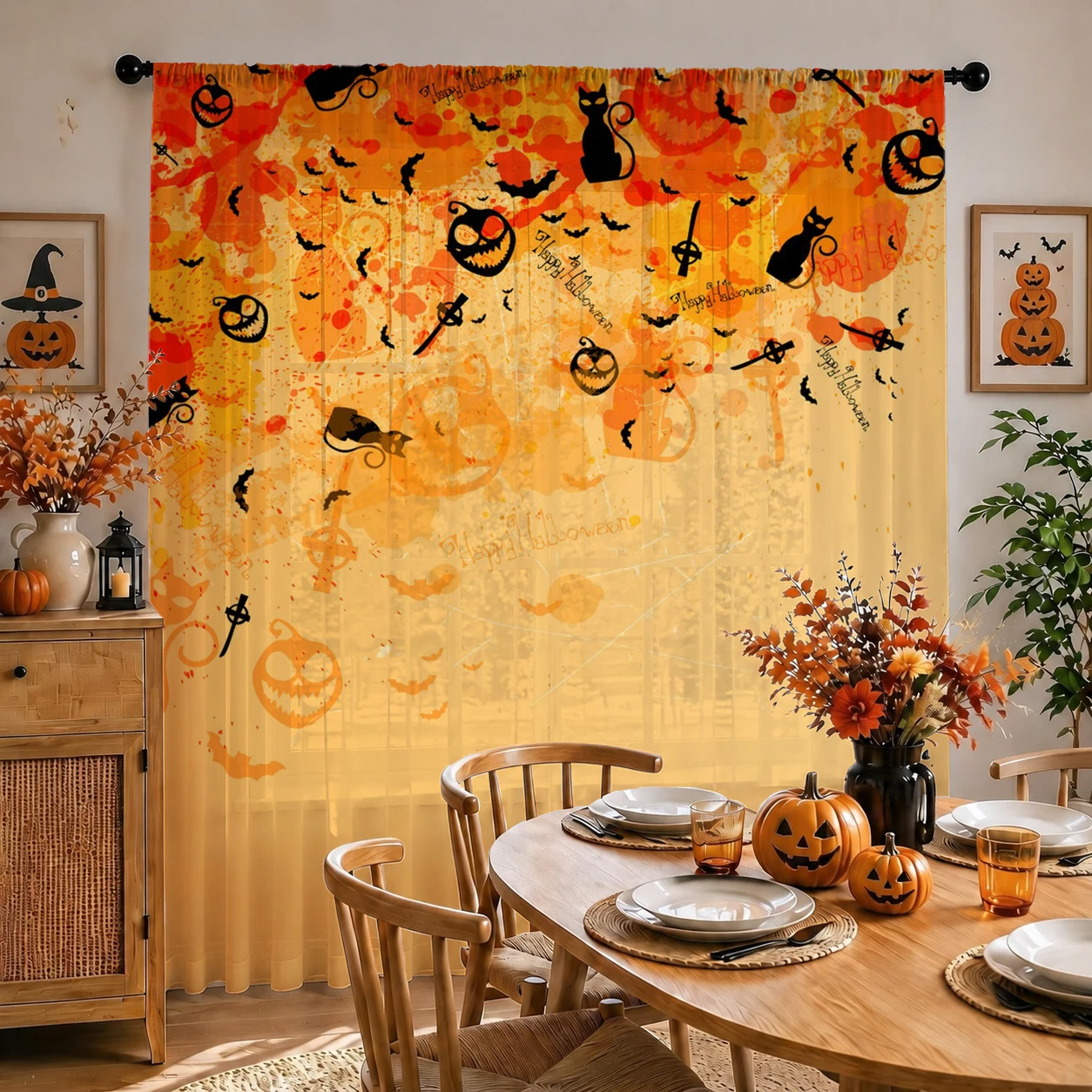 1Pc Spooky Halloween Sheer Cur - огляд і ціна Home Decor Youtube