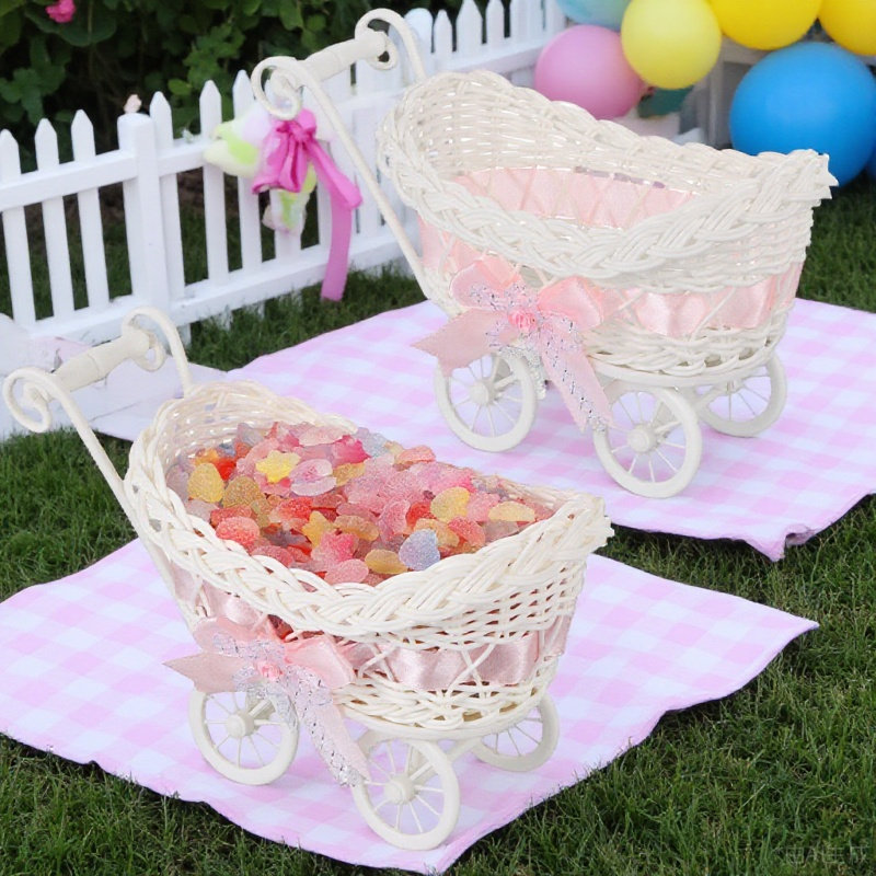2Pcs Cute Shopping Cart Style  - огляд і ціна Home Decor Rattan