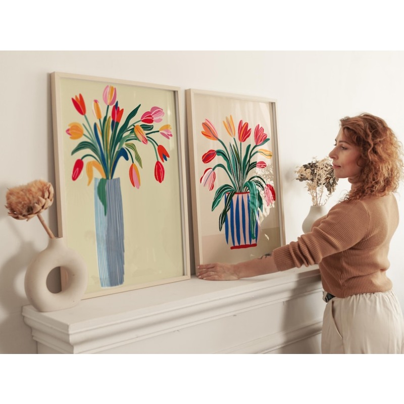 2pcs Tulip Flowers Canvas Wall - огляд і ціна Home Decor Youtube